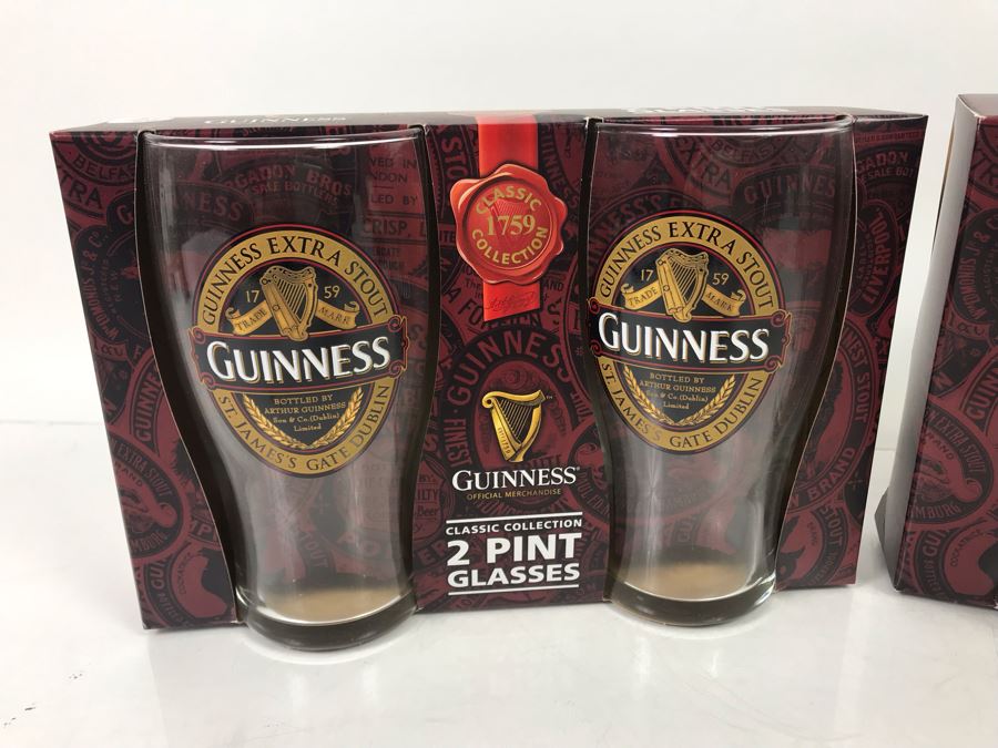 (2) New Guinness (2) Pint Glasses Classic Collections Retails 48