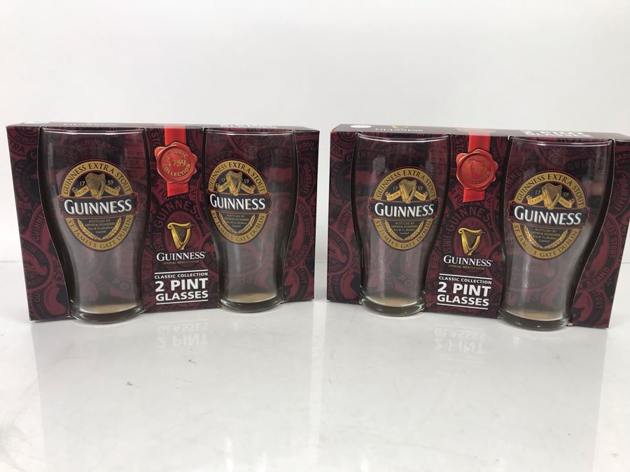 (2) New Guinness (2) Pint Glasses Classic Collections Retails $48 [Photo 1]