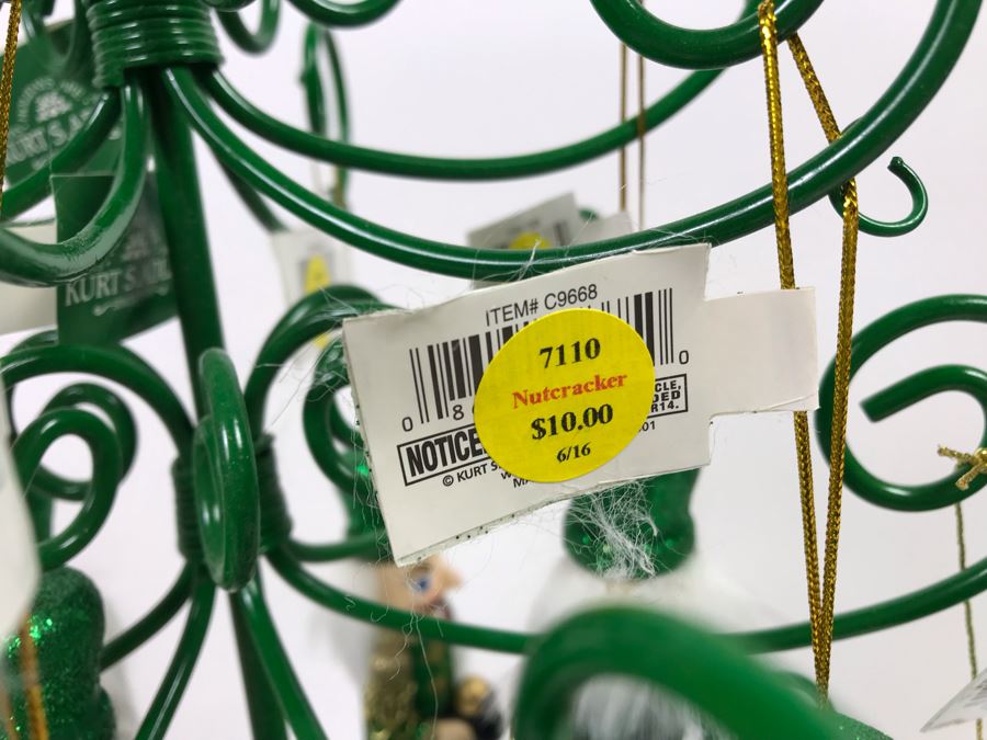 Green Metal Store Display With New Irish Themed Christmas Ornaments From Kurt S. Adler Including Nutcrackers Over $100 In Ornaments [Photo 9]