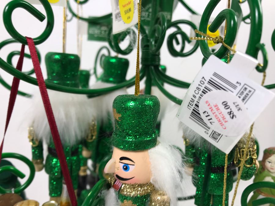 Green Metal Store Display With New Irish Themed Christmas Ornaments From Kurt S. Adler Including Nutcrackers Over $100 In Ornaments [Photo 16]
