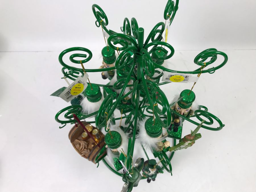 Green Metal Store Display With New Irish Themed Christmas Ornaments From Kurt S. Adler Including Nutcrackers Over $100 In Ornaments [Photo 17]