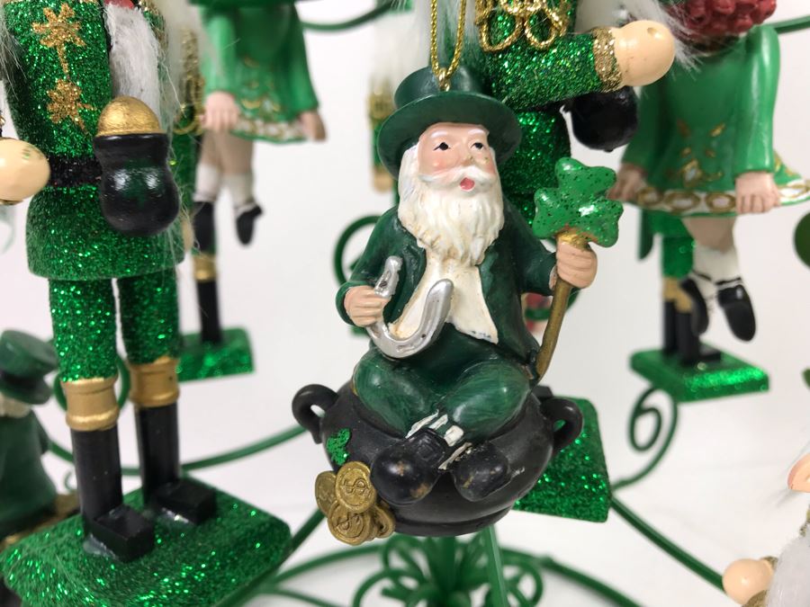Green Metal Store Display With New Irish Themed Christmas Ornaments From Kurt S. Adler Including Nutcrackers Over $100 In Ornaments [Photo 10]
