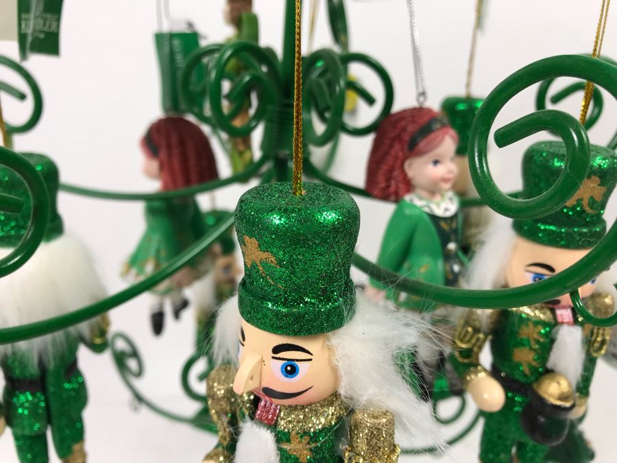 Green Metal Store Display With New Irish Themed Christmas Ornaments From Kurt S. Adler Including Nutcrackers Over $100 In Ornaments [Photo 4]
