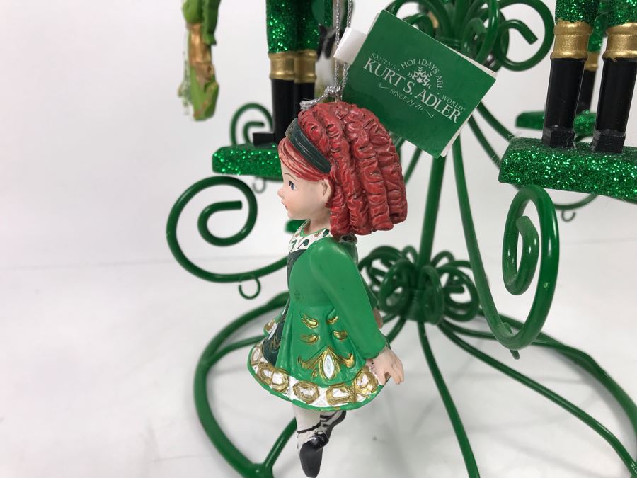 Green Metal Store Display With New Irish Themed Christmas Ornaments From Kurt S. Adler Including Nutcrackers Over $100 In Ornaments [Photo 3]