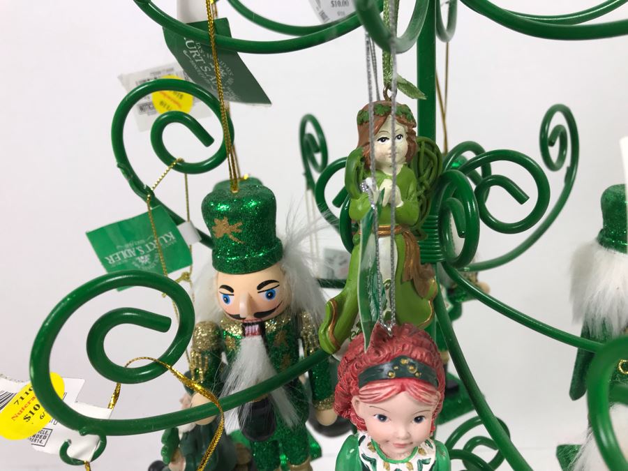 Green Metal Store Display With New Irish Themed Christmas Ornaments From Kurt S. Adler Including Nutcrackers Over $100 In Ornaments [Photo 8]