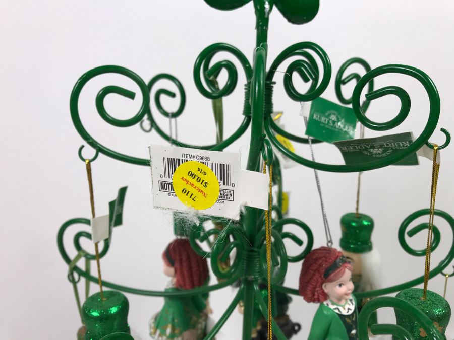 Green Metal Store Display With New Irish Themed Christmas Ornaments From Kurt S. Adler Including Nutcrackers Over $100 In Ornaments [Photo 5]
