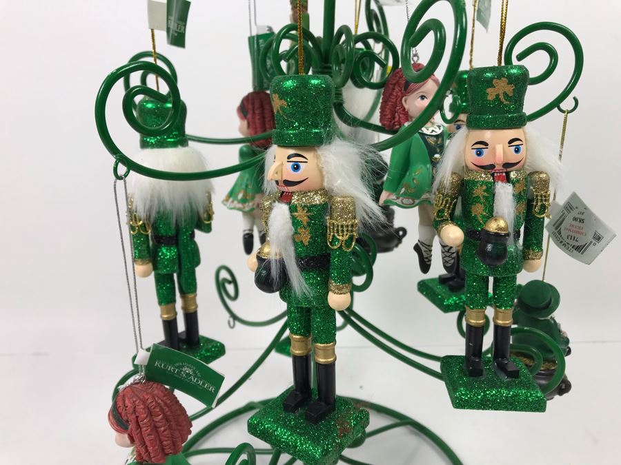Green Metal Store Display With New Irish Themed Christmas Ornaments From Kurt S. Adler Including Nutcrackers Over $100 In Ornaments [Photo 2]