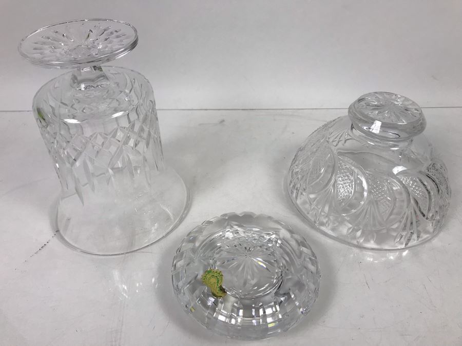 Waterford Irish Crystal Lot With Footed Crystal Bowl 3.5'H And Footed Vase 6'H [Photo 10]