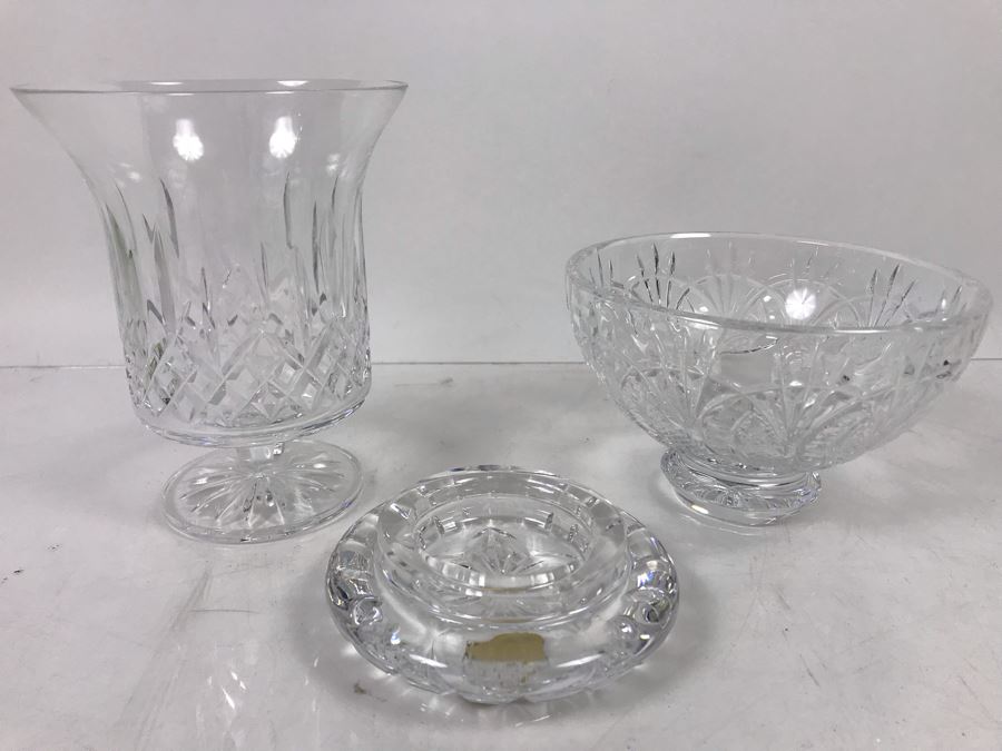 Waterford Irish Crystal Lot With Footed Crystal Bowl 3.5'H And Footed Vase 6'H [Photo 2]