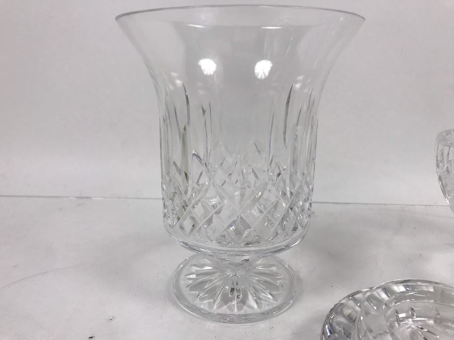 Waterford Irish Crystal Lot With Footed Crystal Bowl 3.5'H And Footed Vase 6'H [Photo 3]