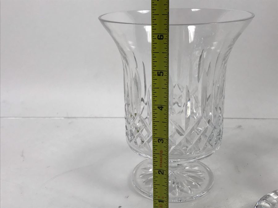 Waterford Irish Crystal Lot With Footed Crystal Bowl 3.5'H And Footed Vase 6'H [Photo 14]