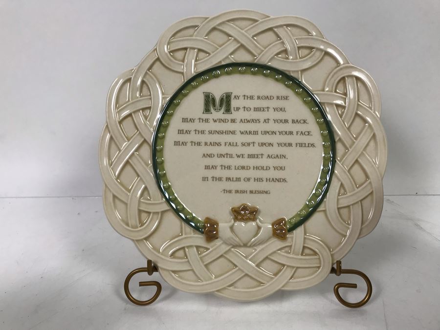 Irish Grasslands Road Lot With Teapot And Teacup, Double Handled Bowl, (2) Pitchers And Irish Plaque With Stand Retails $150 [Photo 13]