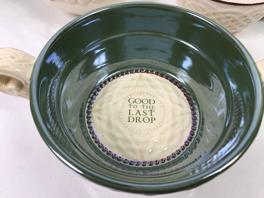 Irish Grasslands Road Lot With Teapot And Teacup, Double Handled Bowl, (2) Pitchers And Irish Plaque With Stand Retails $150 [Photo 4]