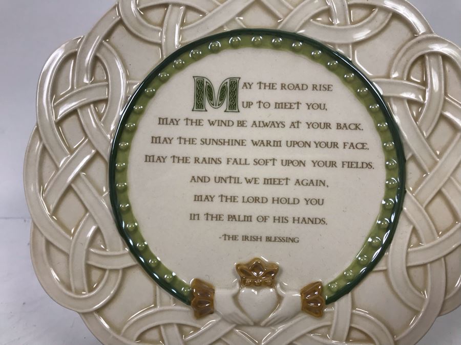 Irish Grasslands Road Lot With Teapot And Teacup, Double Handled Bowl, (2) Pitchers And Irish Plaque With Stand Retails $150 [Photo 14]
