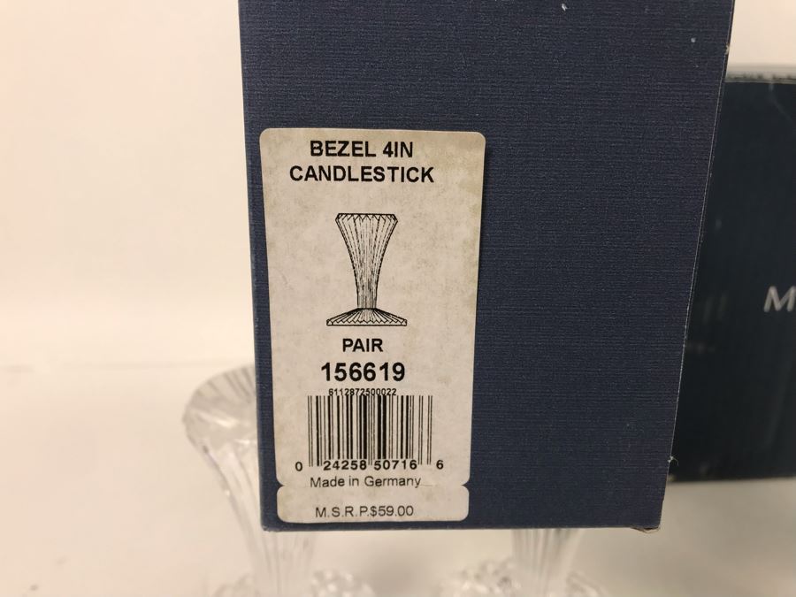 New Marquis By Waterford Pair Of Bezel 4' Candlesticks And Bezel Pitcher Retails $138  [Photo 8]