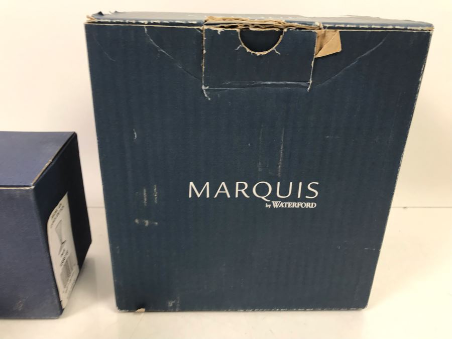 New Marquis By Waterford Pair Of Bezel 4' Candlesticks And Bezel Pitcher Retails $138  [Photo 4]