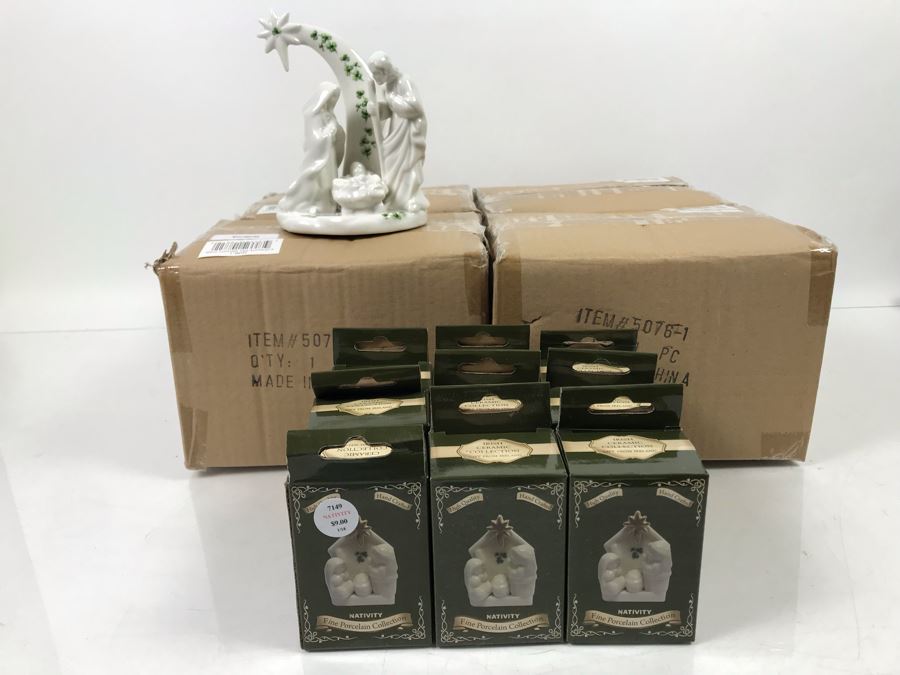 (4) New 6.25' Shamrock Nativity Figurines And (9) Smaller Porcelain Nativity Figurines Retails Over $175 [Photo 2]
