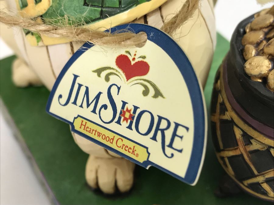 Pair Of New Jim Shore Heartwood Creek 'Charmed, To Be Sure' Cat Figurines And Original Signed Cat Painting On Board [Photo 6]