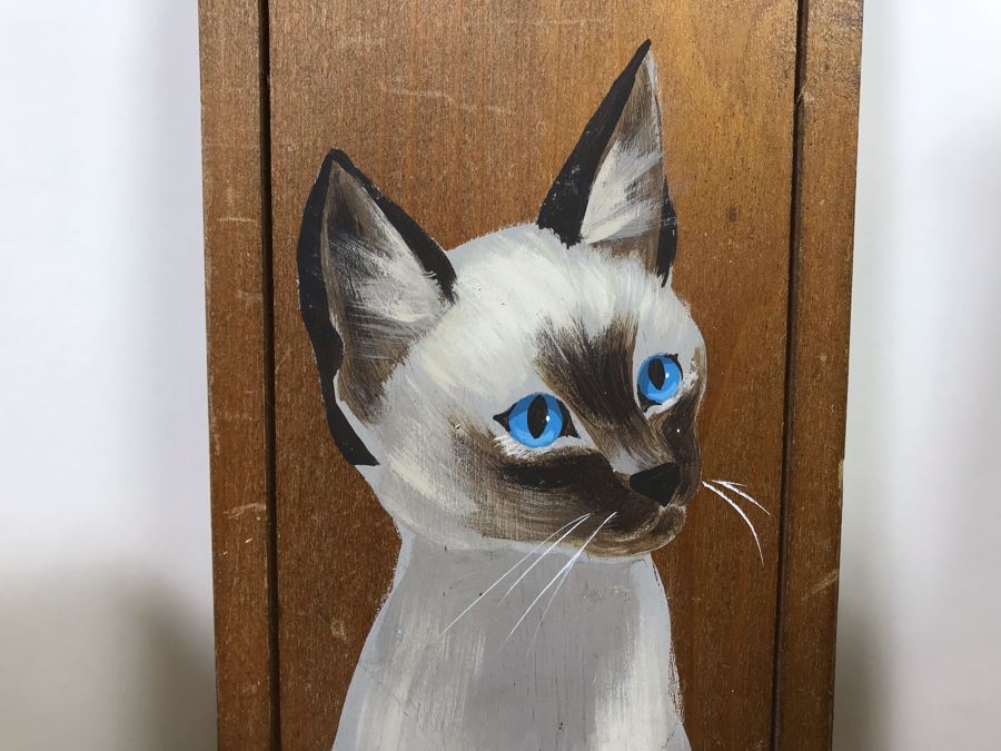 Pair Of New Jim Shore Heartwood Creek 'Charmed, To Be Sure' Cat Figurines And Original Signed Cat Painting On Board [Photo 9]