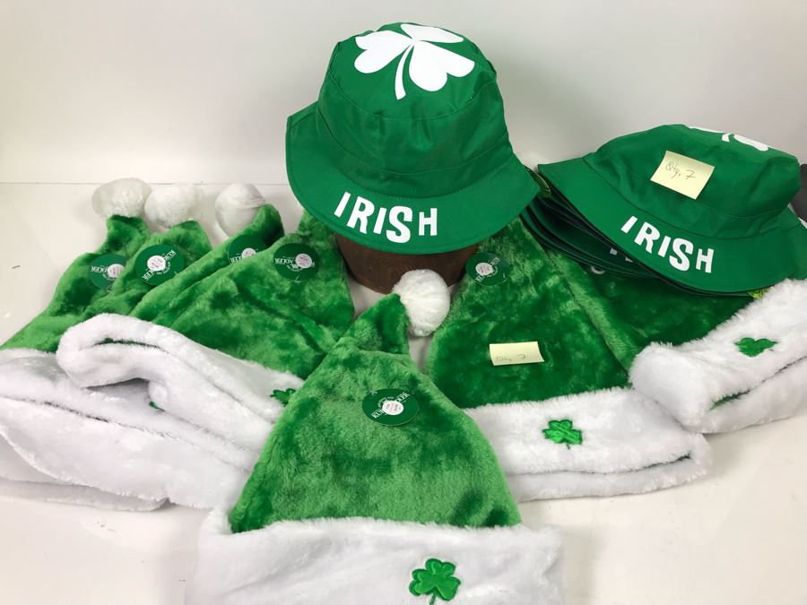 (7) Kurt S. Adler Irish Santa Hats And (7) Irish Bucket Hats $126 [Photo 1]