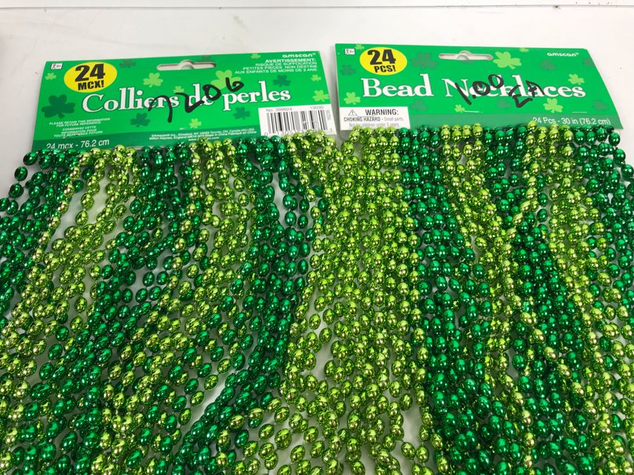 (16) LED Flashing Clover Pins, Green Bead Necklaces And (13) St. Patricks Day Bell Necklaces Retails Over $200 [Photo 5]