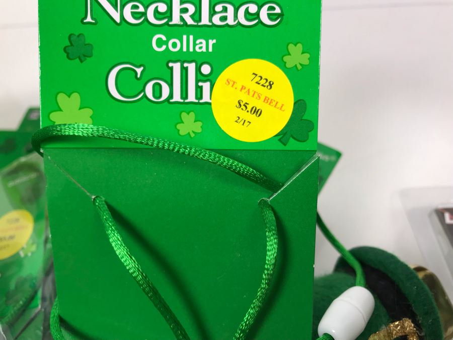 (16) LED Flashing Clover Pins, Green Bead Necklaces And (13) St. Patricks Day Bell Necklaces Retails Over $200 [Photo 7]
