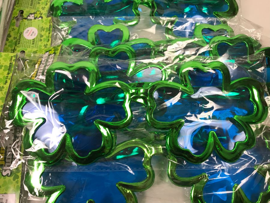 Irish Themed Costume Lot With (11) Jumbo Shamrock Novelty Glasses And (14) Irish Novelty Suspenders Retails $238 [Photo 8]