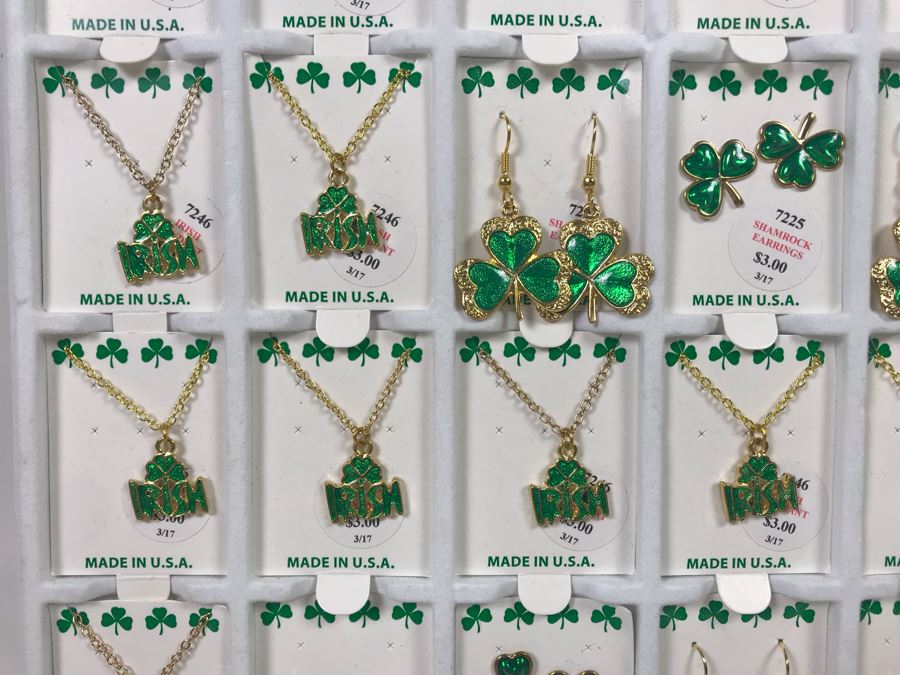 Irish Themed Costume Jewelry Lot With Necklaces And Earrings With Store Display Retails Over 100+ [Photo 7]