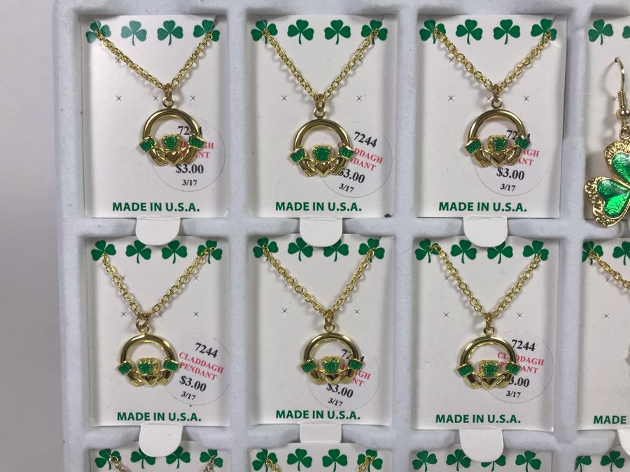 Irish Themed Costume Jewelry Lot With Necklaces And Earrings With Store Display Retails Over 100+ [Photo 5]