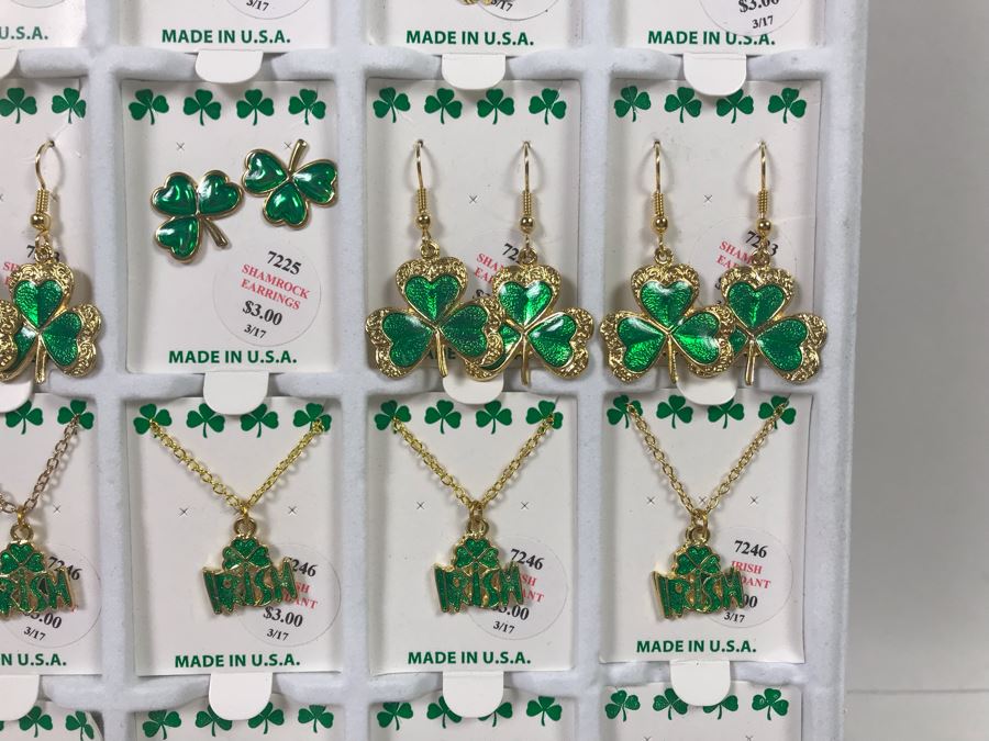 Irish Themed Costume Jewelry Lot With Necklaces And Earrings With Store Display Retails Over 100+ [Photo 8]