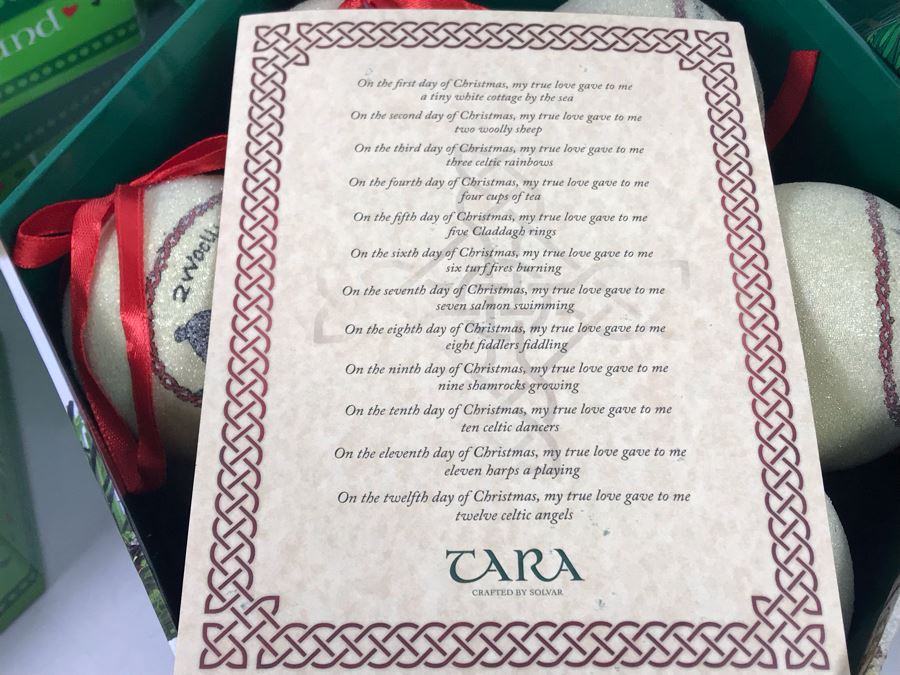 New (3) Shamrock Baubles, (2) Tara 12 Days Of Christmas Ornaments And (4) Irish Themed Abbey Press Christmas Cards Sets Retails $200 [Photo 10]