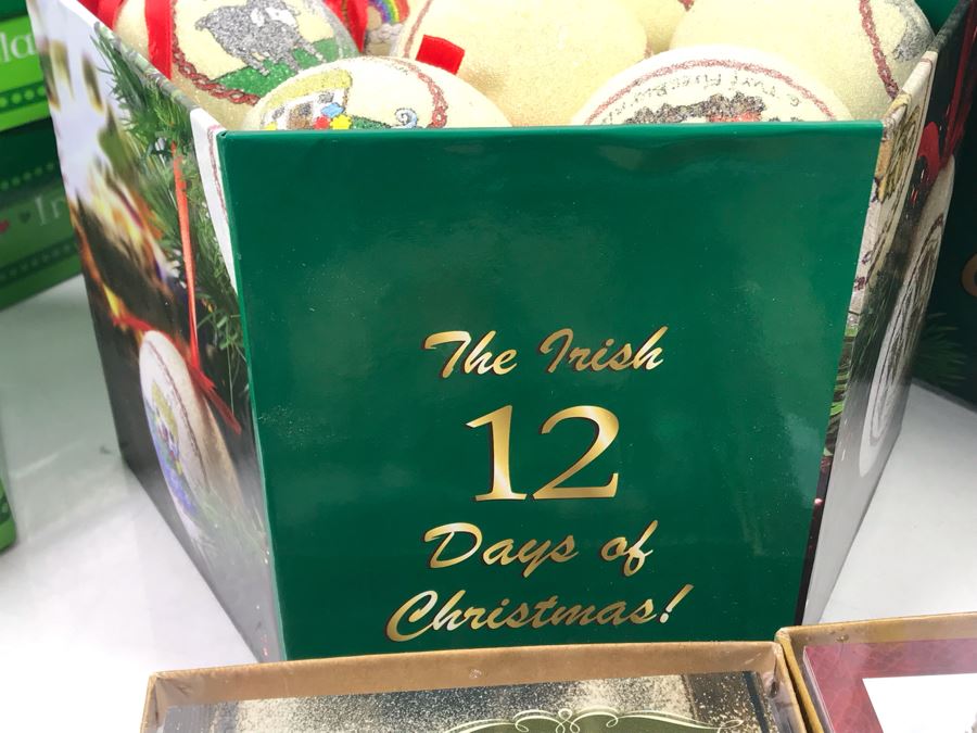 New (3) Shamrock Baubles, (2) Tara 12 Days Of Christmas Ornaments And (4) Irish Themed Abbey Press Christmas Cards Sets Retails $200 [Photo 7]
