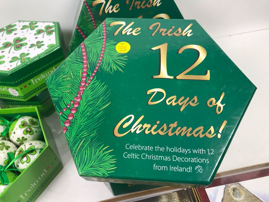 New (3) Shamrock Baubles, (2) Tara 12 Days Of Christmas Ornaments And (4) Irish Themed Abbey Press Christmas Cards Sets Retails $200 [Photo 13]