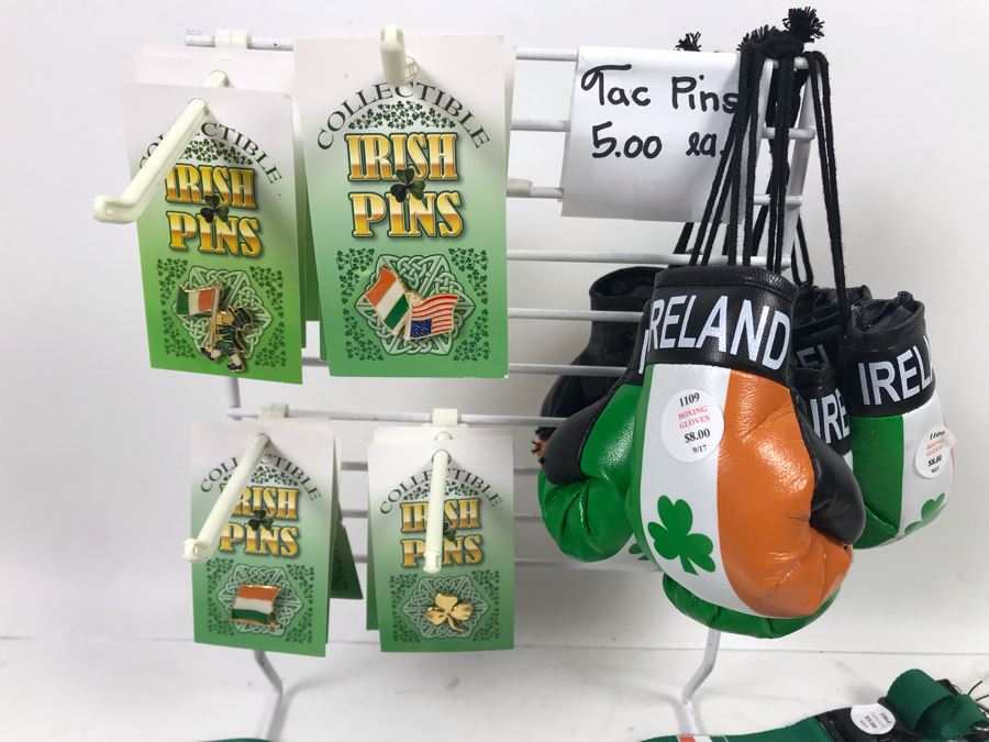 (13) New Irish Tac Pins, (3) Ireland Boxing Gloves And (4) Irish Lanyards With Retail Display Rack Retails Over $100 [Photo 3]