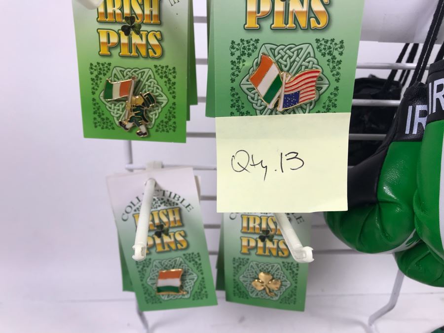 (13) New Irish Tac Pins, (3) Ireland Boxing Gloves And (4) Irish Lanyards With Retail Display Rack Retails Over $100 [Photo 12]