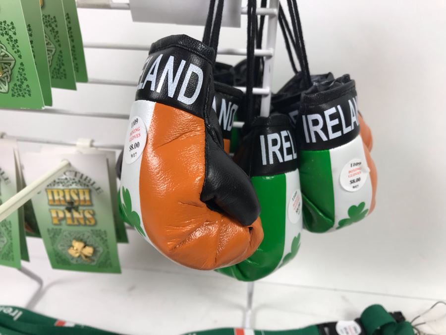 (13) New Irish Tac Pins, (3) Ireland Boxing Gloves And (4) Irish