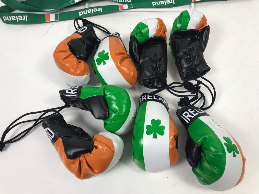 (13) New Irish Tac Pins, (3) Ireland Boxing Gloves And (4) Irish