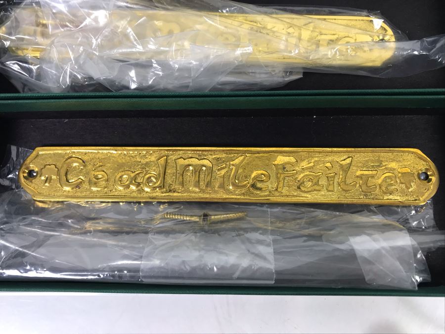 (4) New Irish Brass Plaques 'Cead Mile Failte' -- 'Welcome' And Set Of (4) Vintage Skeleton Keys Retails Over $100 [Photo 2]