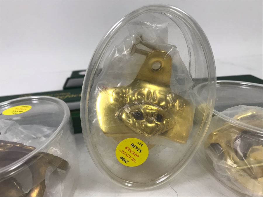 (3) New Brass Irish 'Slainte' -- 'Health' Wall Bottle Openers With Mounting Hardware And (3) Hand Crafted Liffey Artefacts Ireland Bottle Openers Retails $117 [Photo 5]