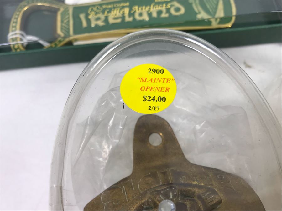 (3) New Brass Irish 'Slainte' -- 'Health' Wall Bottle Openers With Mounting Hardware And (3) Hand Crafted Liffey Artefacts Ireland Bottle Openers Retails $117 [Photo 4]