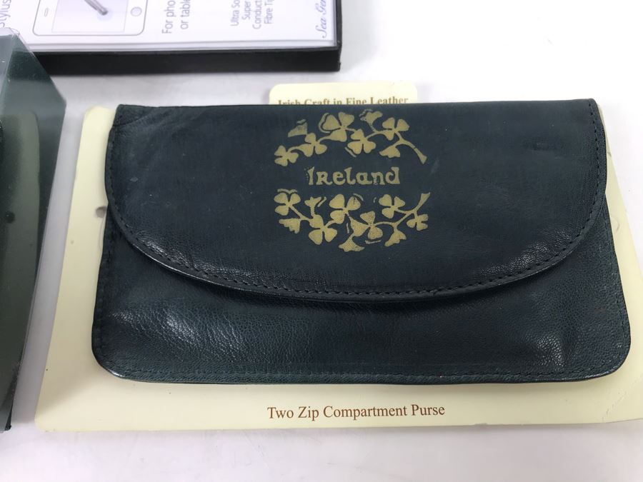 New Irish Slainte Flask By Robert Emmet, Leather Irish Purse And Irish Themed Touch Pen Stylus Retails $97 [Photo 6]