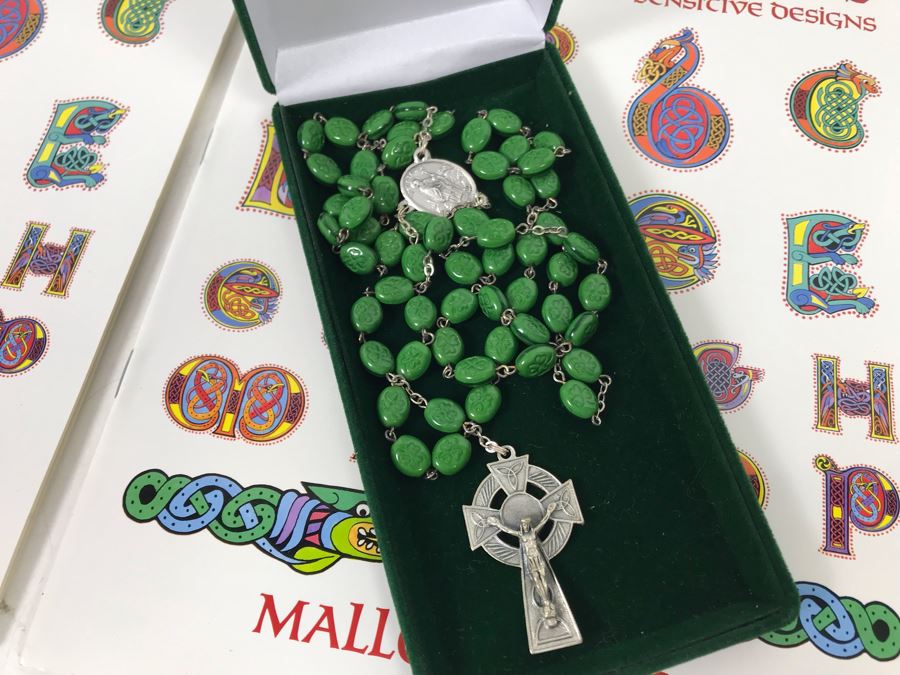 (3) New Irish Celtic Stickers And Seals, Roman Irish Rosary, (6) Celtic Armband Tattoos, (5) Fun With Celtic Stencils And (5) Visions Of Ireland DVD Movie Postcards Retails $95 [Photo 7]