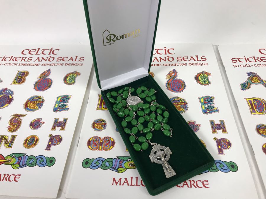 (3) New Irish Celtic Stickers And Seals, Roman Irish Rosary, (6) Celtic Armband Tattoos, (5) Fun With Celtic Stencils And (5) Visions Of Ireland DVD Movie Postcards Retails $95 [Photo 6]