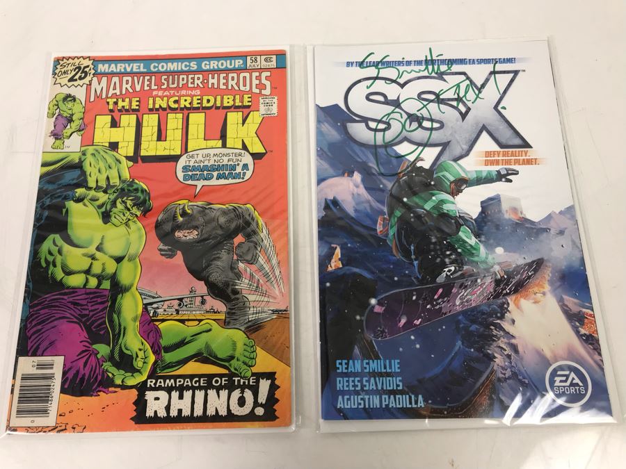Vintage Marvel Comics Group Marvel Super-Heroes Featuring The Incredible Hulk #58 And Signed Copy Of EA Sports SSX [Photo 1]