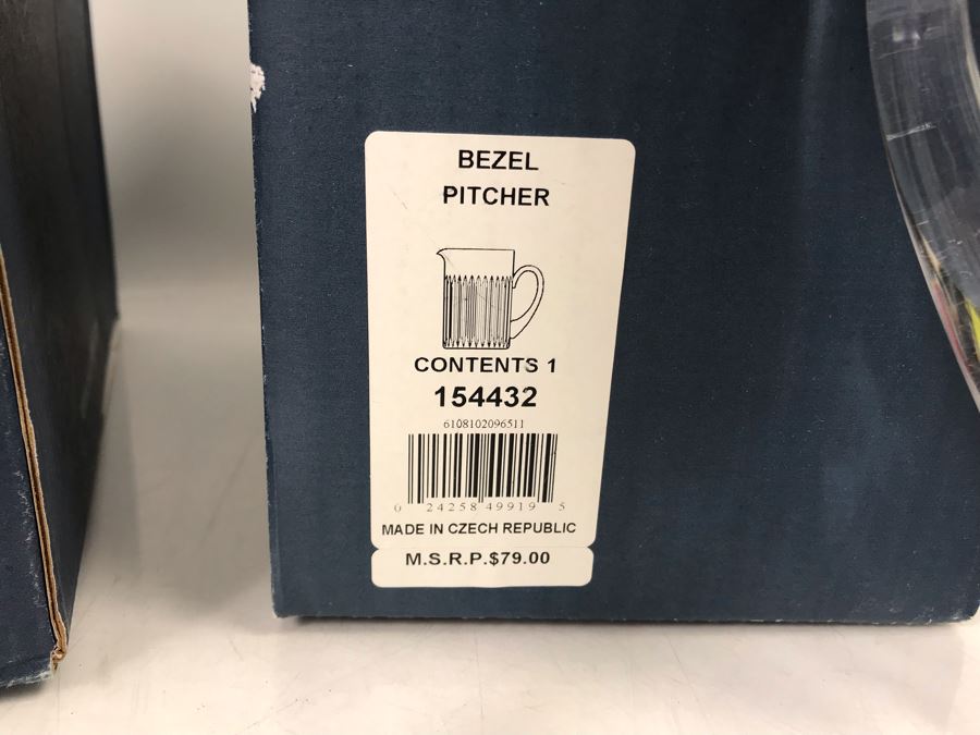 Marquis By Waterford Lot With Pair Of Sheridan Salt & Pepper Shakers, Sheridan 10' Candlestick Pair And Bezel Pitcher Retails $296 [Photo 10]