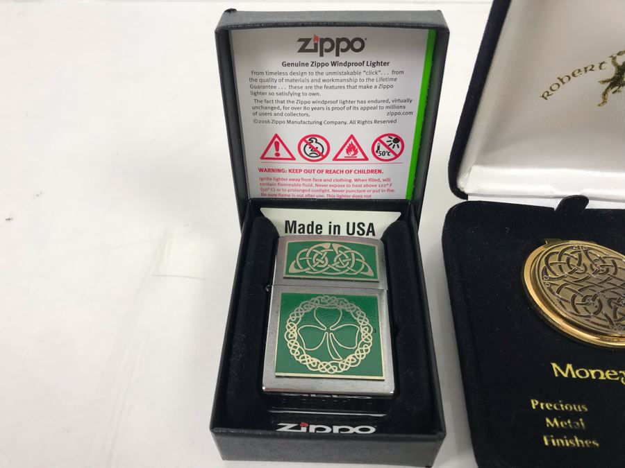 New Irish Zippo Lighter, (2) Robert Emmet Celtic Swirl Money Clips And (3) Irish Keychain And Money Clip Sets Retails $142 [Photo 4]