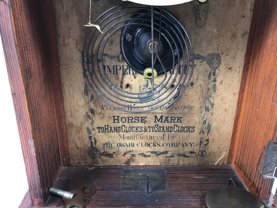 Rare Japanese Imperial Quality Horse Mark Clock By The Owari Clocks Company [Photo 13]