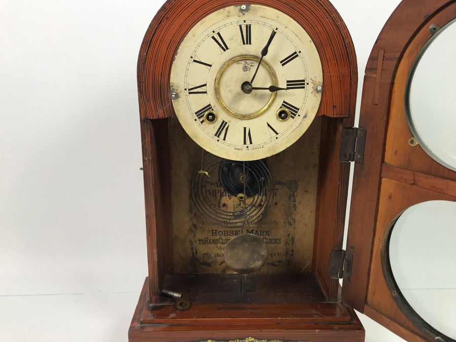 Rare Japanese Imperial Quality Horse Mark Clock By The Owari Clocks Company [Photo 17]