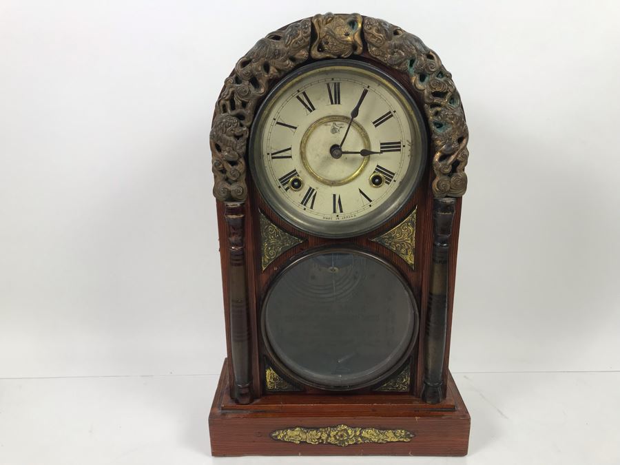 Rare Japanese Imperial Quality Horse Mark Clock By The Owari Clocks Company