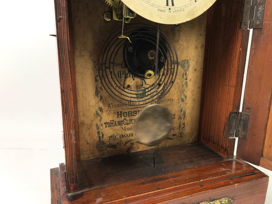 Rare Japanese Imperial Quality Horse Mark Clock By The Owari Clocks Company [Photo 25]